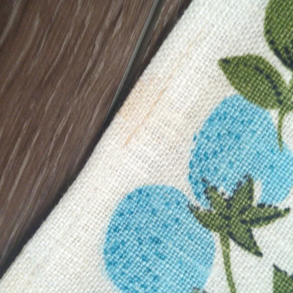 Vtg Pure Linen Fruit Basket Tea Towels Set 2 Blue Purple Strawberries Pineapple